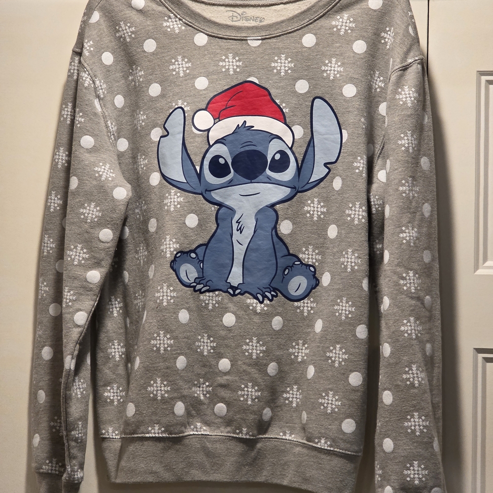 Disney Christmas Stitch Pullover Adults XL Gray Holiday Casual Sweater